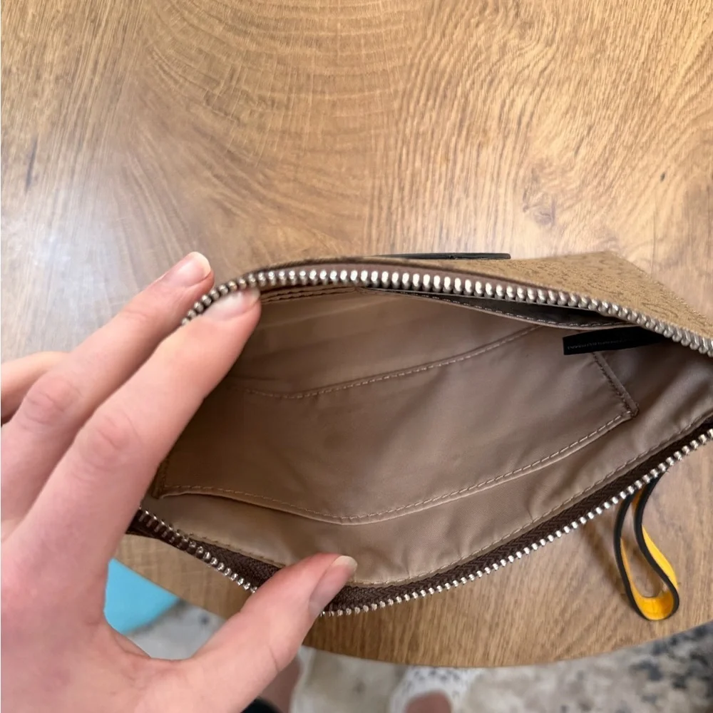 Guess Tan and Yellow Logo Large Wristlet - Picture 4 of 9